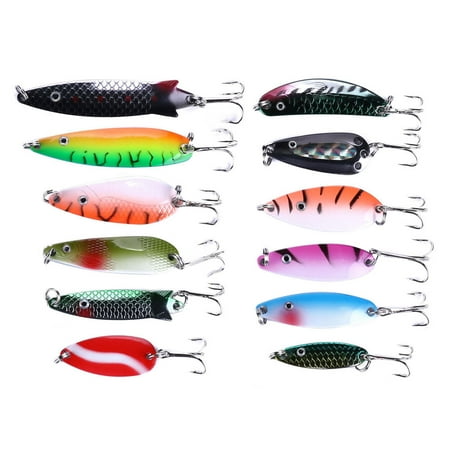 Fishing Lures Fishing Spoons HENGJIA 12 PCS Hard Lures Saltwater Spoon Lures Casting Spoon Ice Fishing Jigs for Trout Bass Pike Walleye Crappie Bluegill 1/9oz 1/7oz 1/5oz 1/4oz 2/7oz 2/5oz 1/3oz