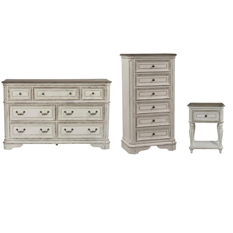 3 Piece Rustic Farmhouse Set With Dresser And Chest With