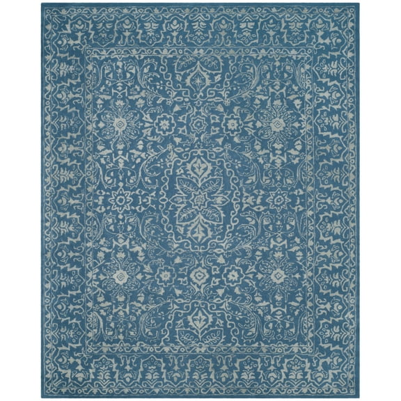 SAFAVIEH Glamour Kalisha Traditional Wool Area Rug, Grey/Blue, 6' x 9'