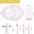 thumbnail image 4 of 175 Piece Rose Gold Dinnerware Set for 25 Guests, Plastic Plates Disposable for Party, Include: 25 Dinner Plates, 25 Dessert Plates, 25 Paper Napkins, 25 Cups, 25 Silverware Set, 4 of 6