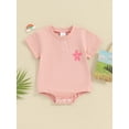 thumbnail image 2 of FEORJGP Infant Baby Boys Girls Bubble Romper Newborn Short Sleeve T-shirt Jumpsuit Crew Neck Bodysuit Tree/Floral Embroidery Playsuit Tops Little Girl Boy Loose Casual Summer Clothes, 2 of 9