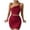 Red, variant on Bigersell Formal Dresses Women's Solid Color Fashion Design Bodycon Drawstring One-shoulder Short Dress Plus Sweater Dress Style 20451, Female Extra long Dresses Brown L