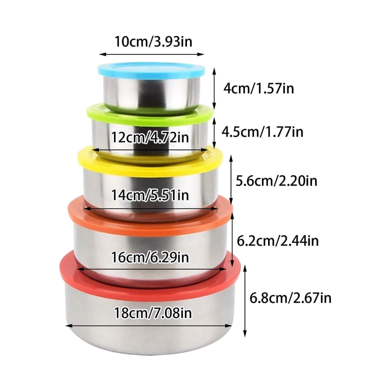 Yika Tupperware 5 Pcs Stainless Steel Home Kitchen Food Container