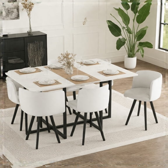 Elegant 7-Piece Dining Table Set - Modern Kitchen Table for 6