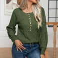 thumbnail image 2 of BLVB Women's Fall Winter Pullover Sweaters 2024 Casual Round Neck Button Long Sleeve Cable Knit Jumper Tops, 2 of 6