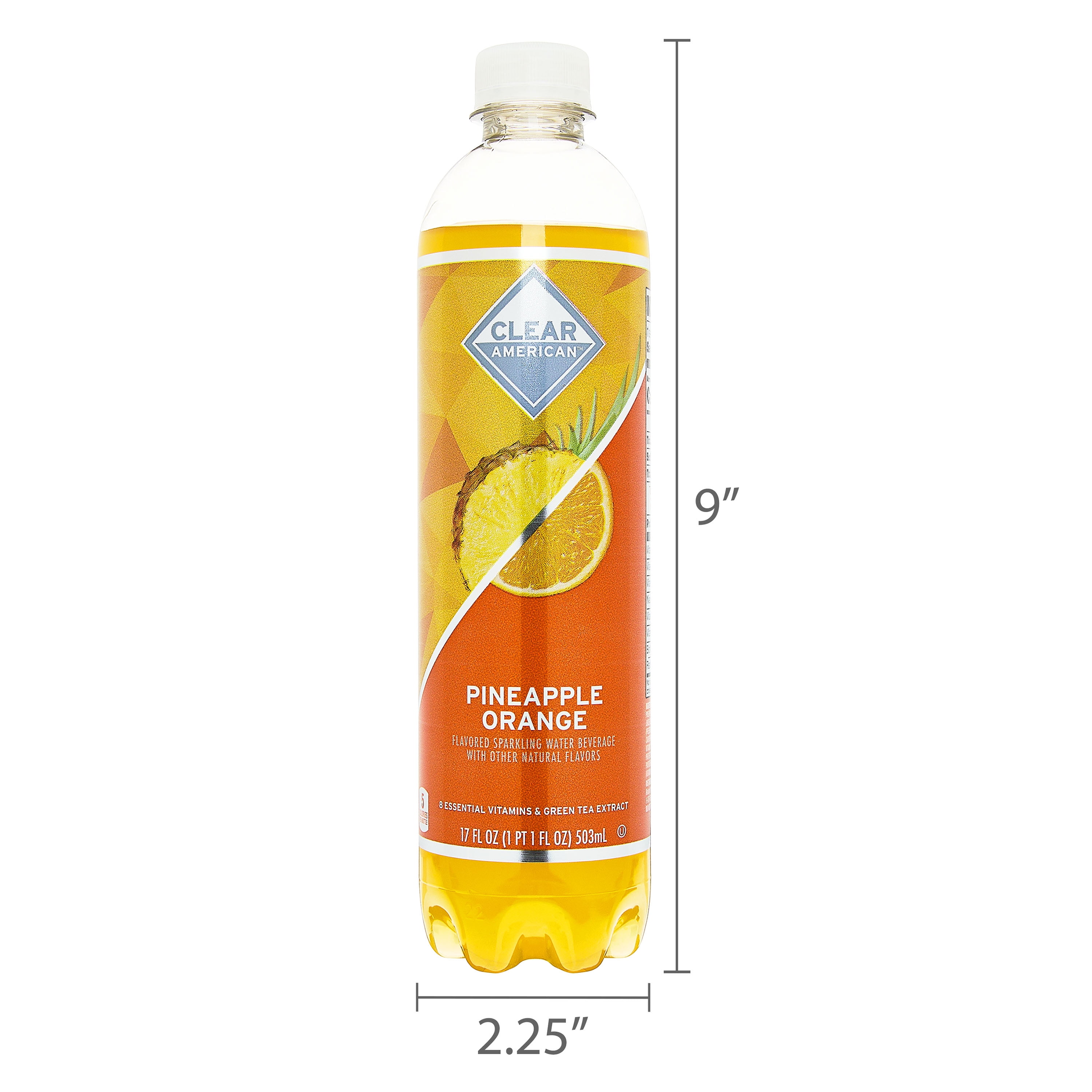 Clear American Pineapple Orange Sparkling Water, 17 fl oz Bottle