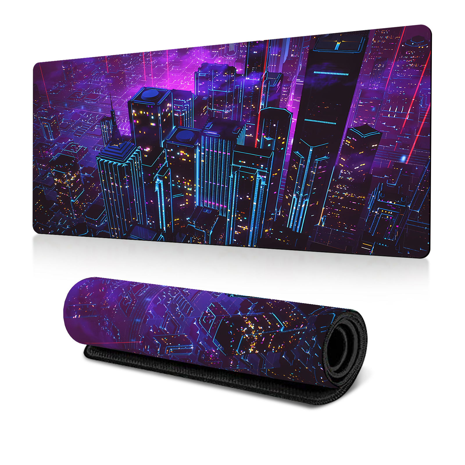 Gaming Pad City Extended Large Desk Mat Big Pad Nonslip Rubber Base Stitched Edged Long Desk Pad