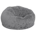 Oversized Gray Furry Bean Bag Chair for Kids and Adults