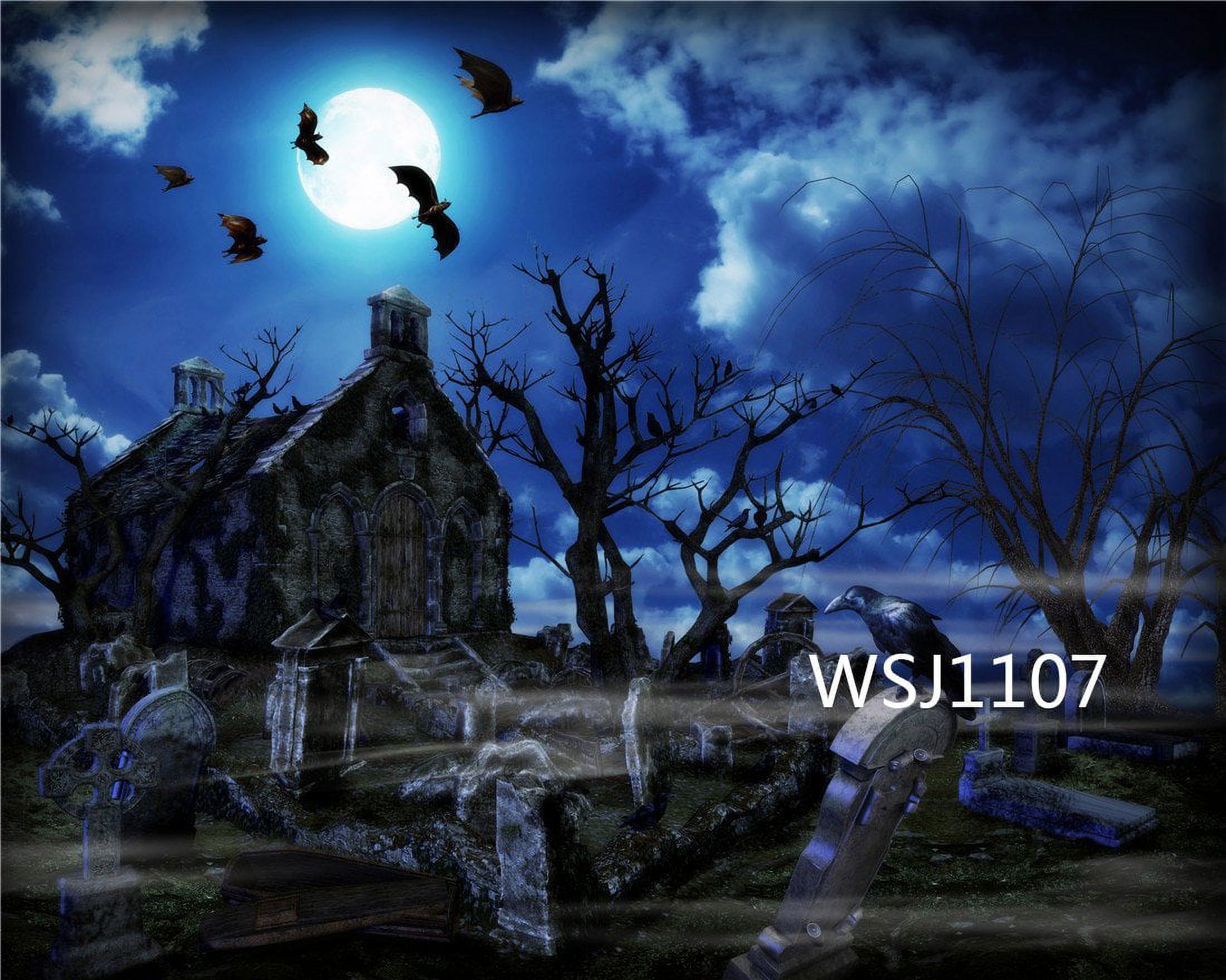 7x5ft The Graveyard on Halloween Photography Backdrop Background Photo