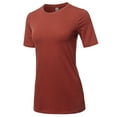 thumbnail image 2 of A2Y Women's Basic Solid Premium Cotton Short Sleeve Crew Neck T Shirt Tee Tops Fired Brick L, 2 of 6