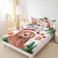 thumbnail image 4 of jejeloiu Kawaii Xmas Bear Twin Sheet Sets,Cute Cartoon Gingerbread Man Twin Fitted Sheet,Happy New Year Flat Sheet For Kids Girl,Super Cozy Room Decor,3-Piece, 4 of 7