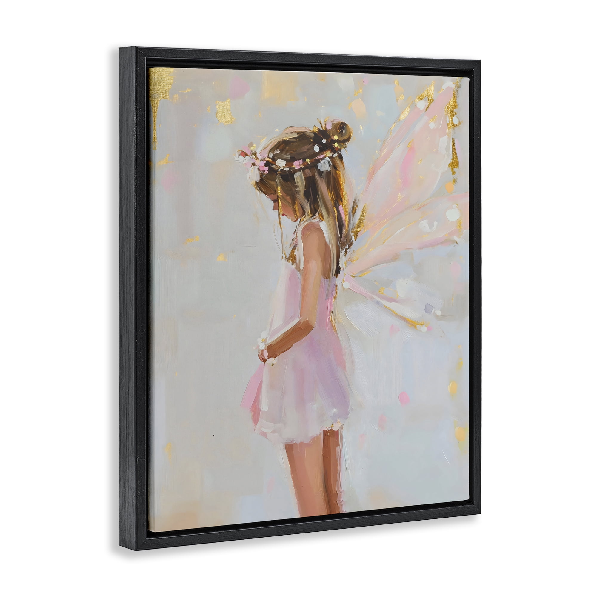 Stupell Industries Youthful Fairy Girl Black Framed Floater Canvas Wall Art, design by The Prints Vibe