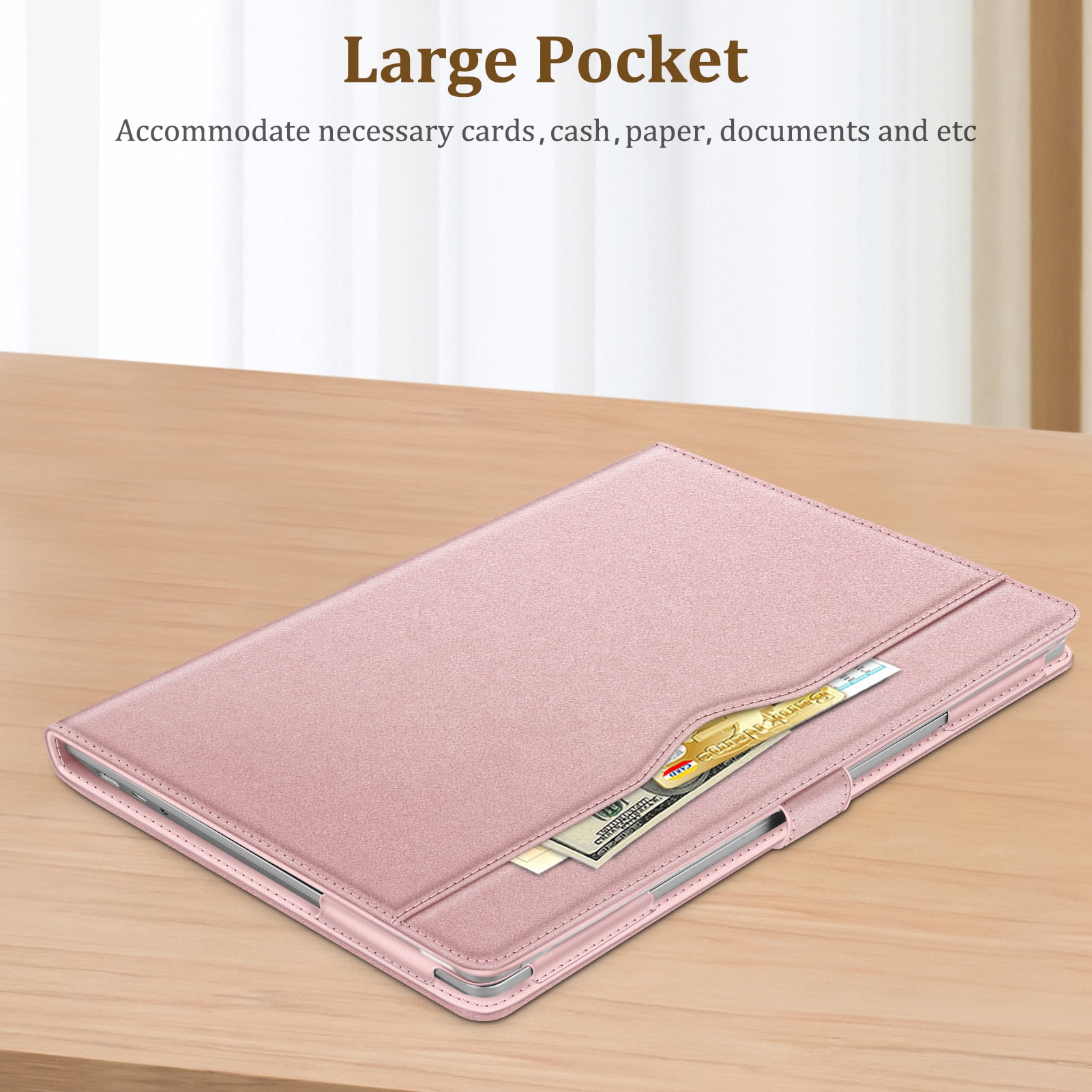 Fintie Case for 13.5 Inch Microsoft Surface Laptop 5/4/3/2 (Model: 1951/1868/1958/1950/1867/1769), Premium PU Leather Sleeve Protective Folio Book Cover with Large Pocket, Rose Gold