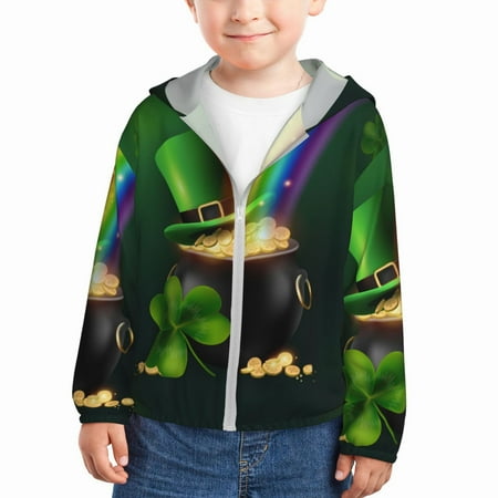 

Vsdgher St. Patrick s Day4 Kids Sun Protection Hoodie with Zip Rash Guard Tops Children s Long Sleeve Sun Protection Clothing - 2 Years