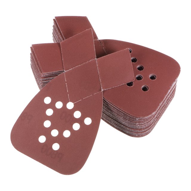 Unique Bargains 40 Packs 800 Grits 12 Holes Hook & Loop Sandpapers Triangular Sanding Pads Sheets with Extra Tips