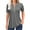 Gray, variant on Women's Short Sleeve Summer Casual V-Neck Pleated T-Shirt with Zipper Design Solid Color Top