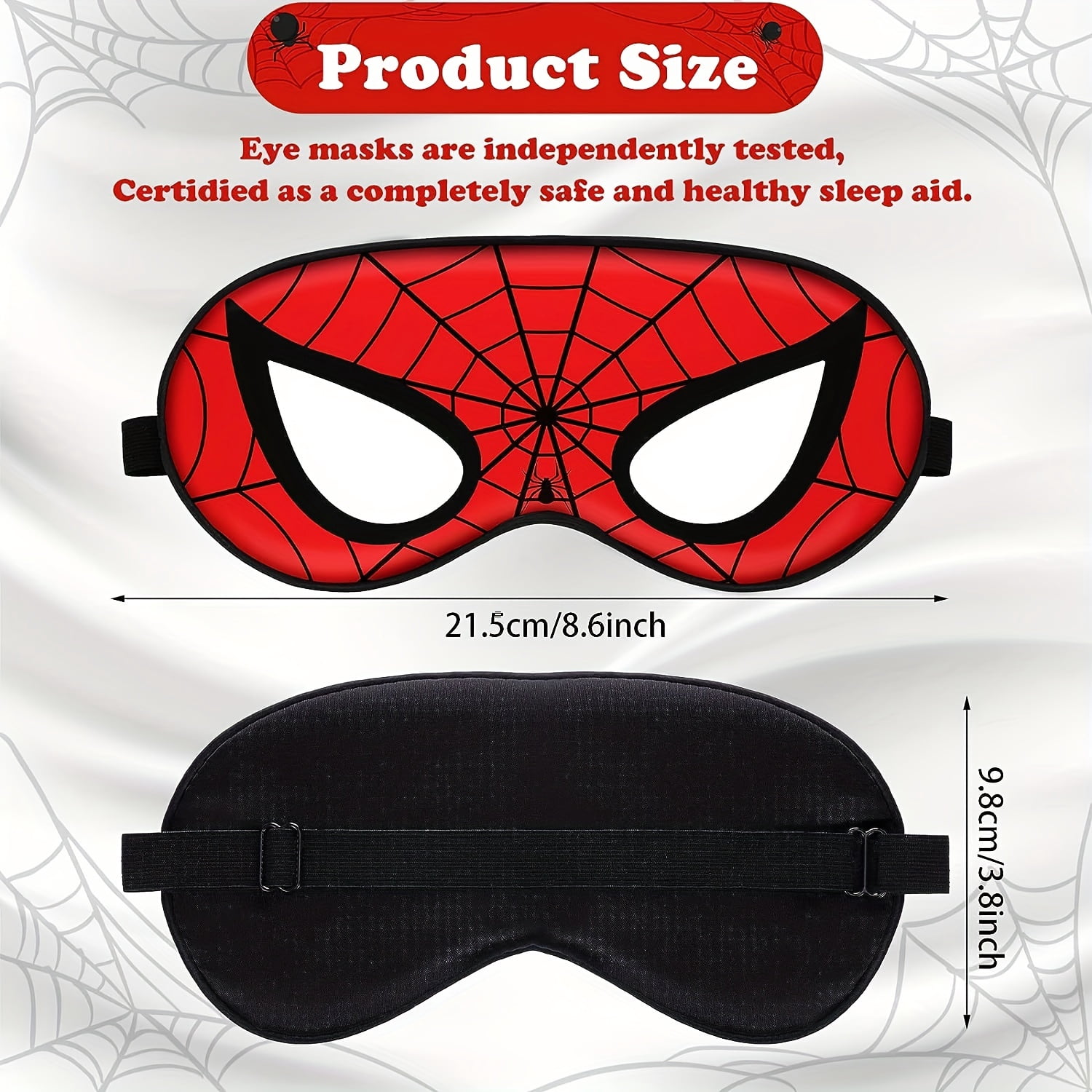 Silk Sleep Mask, Spider Eye Mask with adjustable headband for children, suitable for sleeping, boys, women, men, travel, party supplies Spider eye mask