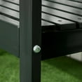 thumbnail image 3 of Topcobe Solid Wood Outdoor Bench, 3-Seater Porch Bench with Comfortable Back & Armrests, Sturdy Black Garden Seat, 3 of 10