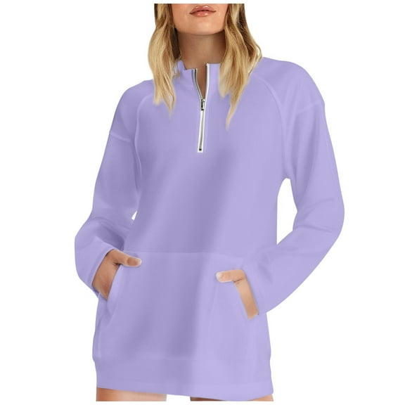 EDFBUYKRS Female Long Sleeve Sweatshirt Women's After Class 1/2 Zip Sweatshirt Size L