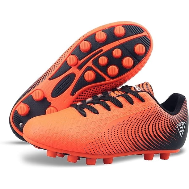 Vizari Botas de Fútbol USA Stealth para Terreno Firme para Niños: Calzado Deportivo Duradero y Ligero para Niños y Niñas, Naranja/negro, Talla 9.5.