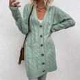 thumbnail image 3 of Odeerbi Winter Long Cardigan Sweaters For Women Fall Cable Knit Sweater New 2025 Casual Dough Twists Sweater Button Coat Mint Green, 3 of 5