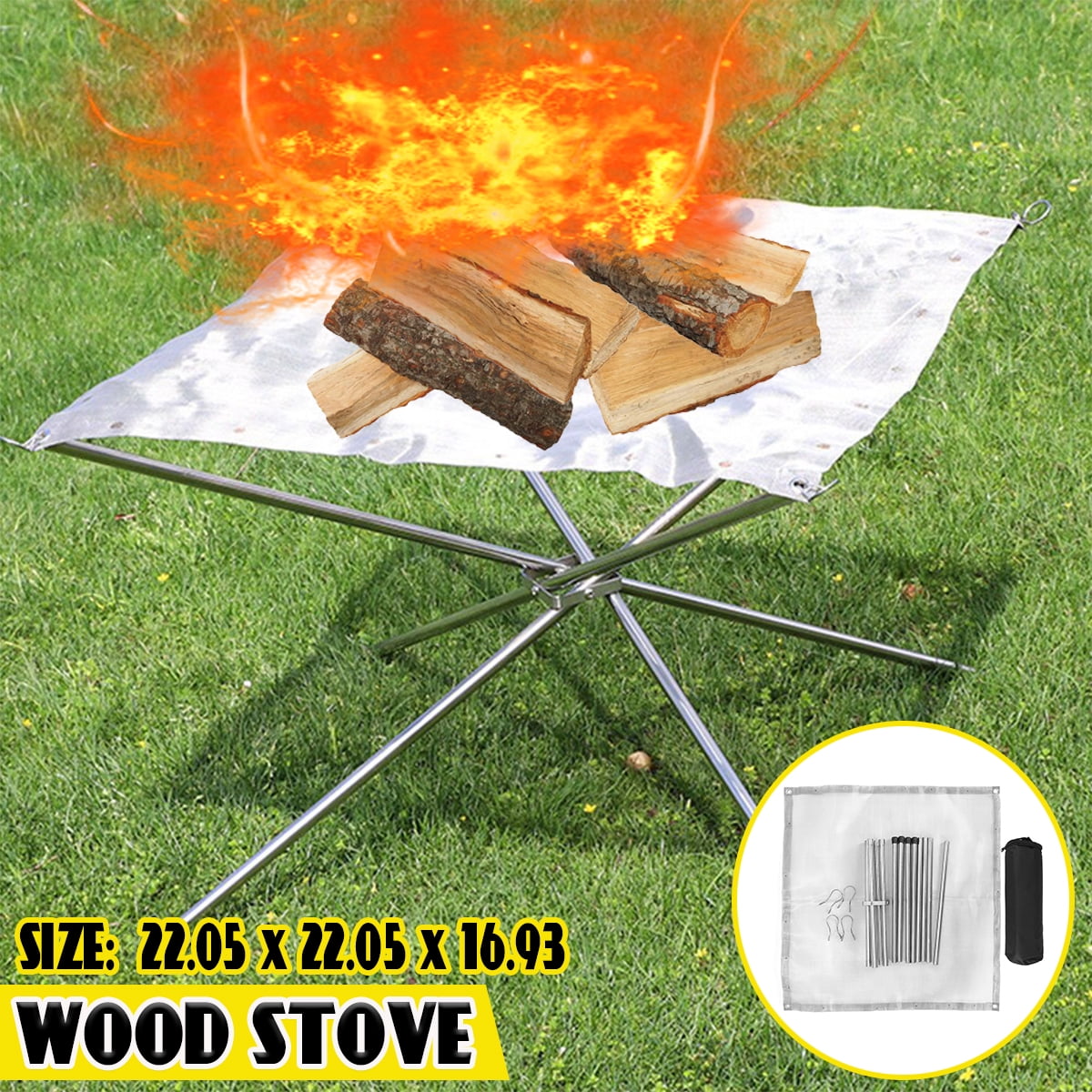 Portable Fire Pit for Camping Foldable, Small Size 22 inch Mesh Fire