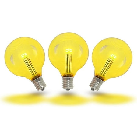 

Novelty Lights 25 Pack G40 LED Outdoor String Light Patio Globe Replacement Bulbs Yellow 3 LED s Per Bulb Energy Efficient