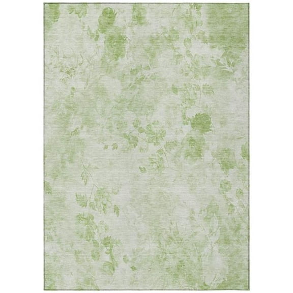 HomeRoots 583092 9 x 12 ft. Floral Washable Indoor & Outdoor Rectangle Area Rug, Green & Ivory