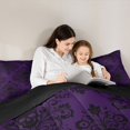 thumbnail image 4 of Homewish Hipple Halloween Skull Full Size Comforter Sets,Boho Damask Bedding Comforter Set,Purple Black,Black Reversible,3 Pieces,1 Comforter and 2 Pillowcases, 4 of 7