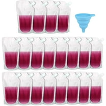 20 Pcs Drink Pouches for Adults & Kids, Plastic Drink Bags with Funnel, Reusable Liquor Bag Concealable Alcohol Flask (16oz), Transparent