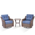 thumbnail image 2 of PARKWELL 3-Piece Outdoor Swivel Rocker Chair with Side Table,All-Weather Rattan Swivel Glider Rocking Lounge Chair,Patio Bistro Set for Porch Deck Backyard,Brown/Navy, 2 of 9