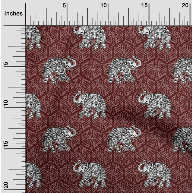 oneOone Cotton Flex Fabric Elephant Block Decor Fabric Printed BTY 40 Inch Wide