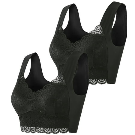 

Snoarin Plus Size Bras for Women 2PC Push Up Lace Bra Wire Free Underwear Full Coverage Bra Everyday Underwear Bras T-Shirt Bra M-5XL on Clearance