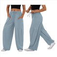 thumbnail image 3 of Pantalones Bombachos Holgados de para Mujer, Pantalones Casuales de Verano con Cordón, Ropa de Viaje con Bolsillos 2025 Azul Gris XL, 3 of 7