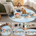 thumbnail image 6 of Summer Shell Round Area Rugs 3 ft, Ocean Coral Starfish Marine Life Washable Small Area Rug with Non-Slip Sturdy Edge Binding Round Front Door Mat Floor Carpet for Entryway, 6 of 9