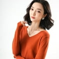 thumbnail image 3 of Maydear Women's V Neck Long Sleeve Sweater Pullover Knit, Stretch Fitted Knitted Bottoming Shirt, 3 of 5