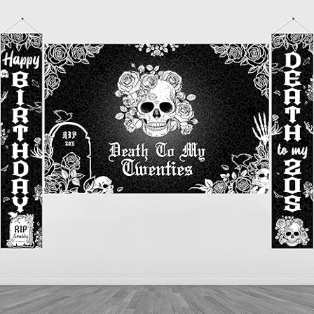 Death to My Twenties Decoration, Gothic 30th Birthday Decoration for Her Backdrop Banner Porch Sign Rip to My 20s Birthday Decoration Women 30th Birthday Party