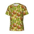 thumbnail image 3 of Yiaed Tropical Summer Fruit Print Mens Short Sleeve Tight Fit T-Shirt, Crewneck Casual Tee-X-Large, 3 of 5