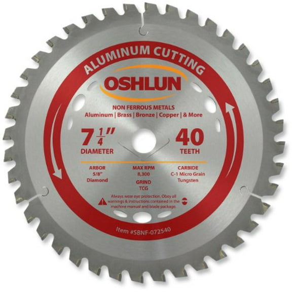 Oshlun SBNF-072540 7-1/4in 40-Tooth Aluminum Cutting Circular Saw Blade