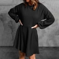 thumbnail image 5 of HAPIMO Women's Cotton Lined Winter Mini Loose Dress Pajamas Solid Color Round Neck Elegant Casual Soft Fleece Trendy Clearance Spring Long Sleeve Black L, 5 of 9