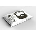 thumbnail image 2 of Ambesonne Ocean Pillow Sham 2 Pack, Hat and Beard Seaman, 36"x20", Brown White, 2 of 3