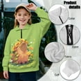 thumbnail image 7 of Xoenoiee Capybara Sunflower Heart Print Sweatshirts for Girls Kids Xmas Quarter Half Zip Pullover Fall Fashion 2025 Stand Collar Workout Hoodies Winter Clothes, Size 7-8 Years, 7 of 7