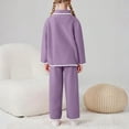 thumbnail image 5 of Cethrio Kids Girls Fleece Pajama Sets, Comfy Fall Winter Button Down Collar Warm Girls' Sleepwear Purple Size 6, 5 of 6