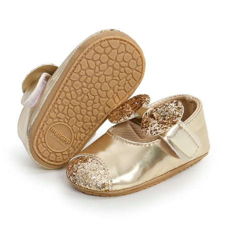 

Infant Baby Girls Bowknot Sequin Flats Soft Sole Anti Slip Princess Dress Shoes Crib Shoes First Walker Shoes Prewalker Shoes