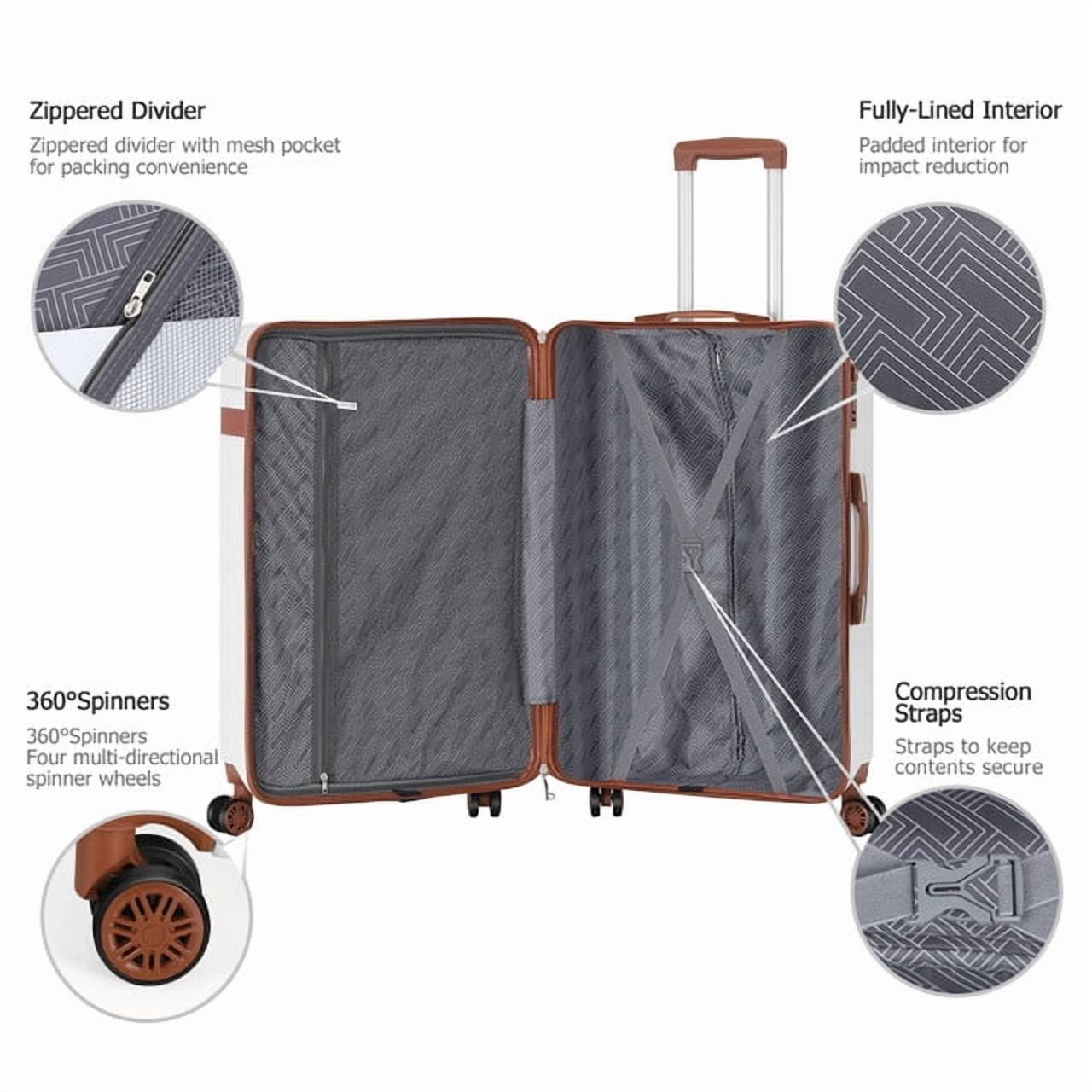 Hikolayae Coast Collection Hardside Spinner Luggage Sets in White, 3 Piece - TSA Lock