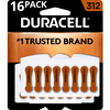 Duracell EasyTab 312 Hearing Aid Batteries, Size 312 - Brown, 16 Pack