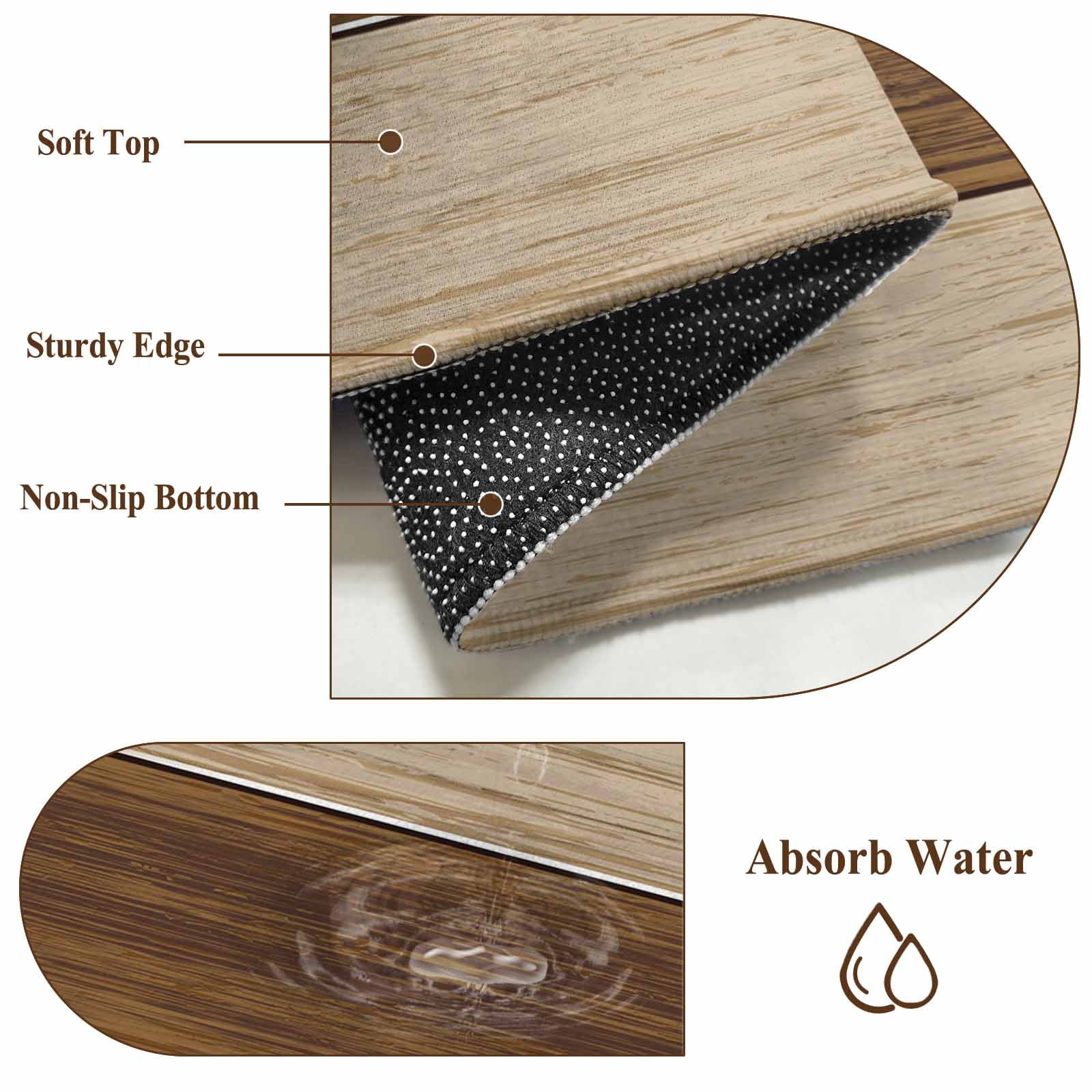 Area Rug for Living Room, Brown Wood Grain Non-Slip Indoor Large Carpet for Bedroom/Dining Room, Ombre Rustic Retro Wooden Plank Washable Low-Profile Rectangle Floor Runner Rugs - 5 x 8 Ft