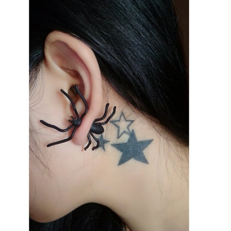 Cuff Punk Emo Stud - Women Halloween 3D Realistic Spider Punk Funny Ear Stud Earring Party Prop, 1 Pair
