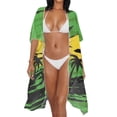 thumbnail image 3 of Xoenoiee Jamaica Flag Palm Tree Print Women's Kimono Swimsuit Coverups Cardigan Summer Beach Cover Ups Casual Fashion Breathable Long Swimwear Cover up, 3 of 7