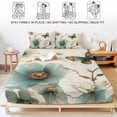 thumbnail image 5 of Full Size Fitted Sheet Set - Turquoise Tulip 3 Piece Bedding Sets 16" Deep Pocket Fitted Sheet with 2 Pillowcases Spring Vintage Botanical Butterfly Floral Brushed Microfiber Hotel Luxury Bed Sheets, 5 of 9